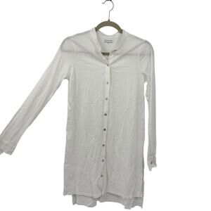 Eileen Fisher Tunic Organic Cotton Size XS Button Long Sleeve White Minimalist